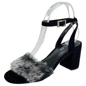 Charles David Kandy Black Faux Fur Medium Width Womens Heels